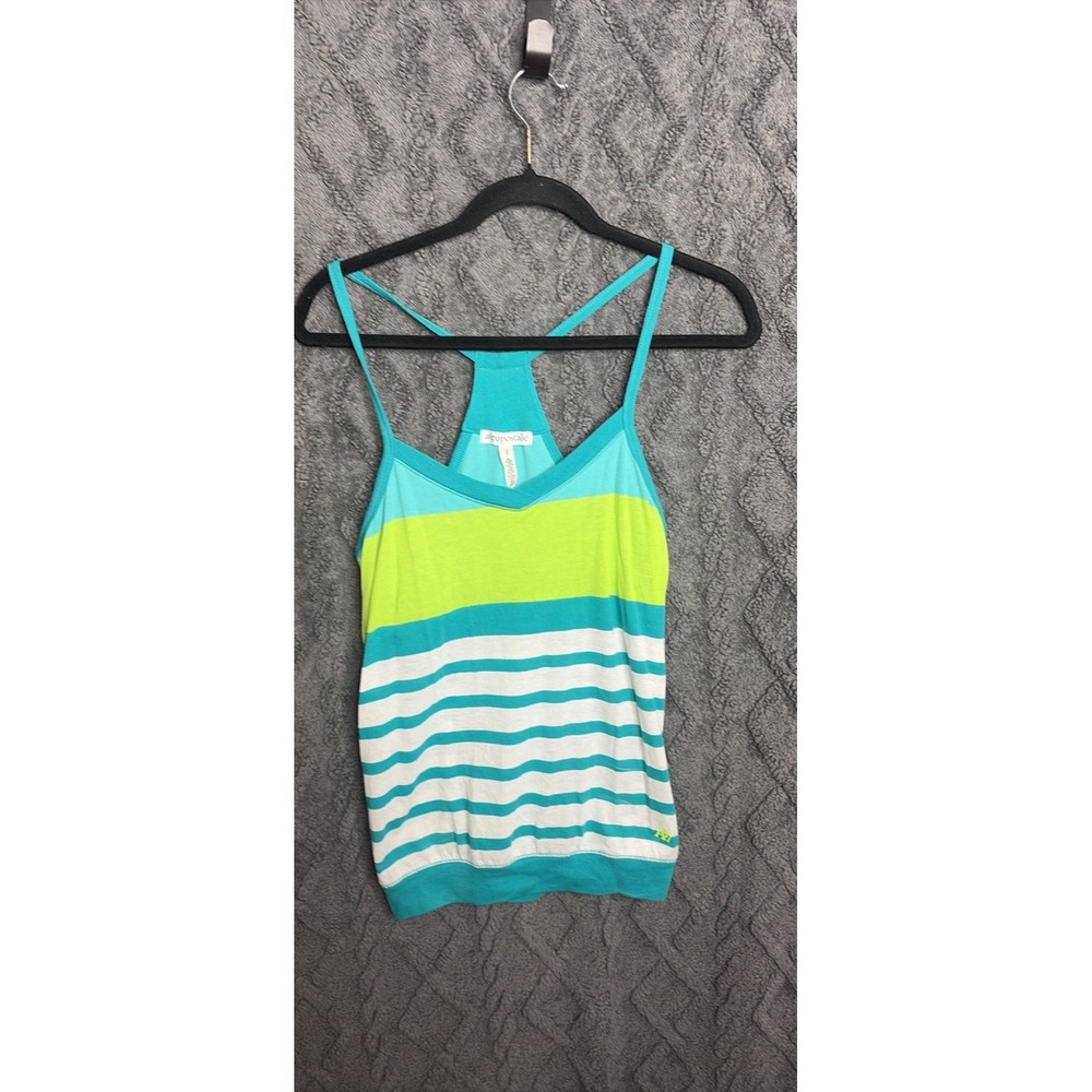 NWT Aeropostale Y2K Deadstock Tank Top Built In Bra, Small, Blue and Green